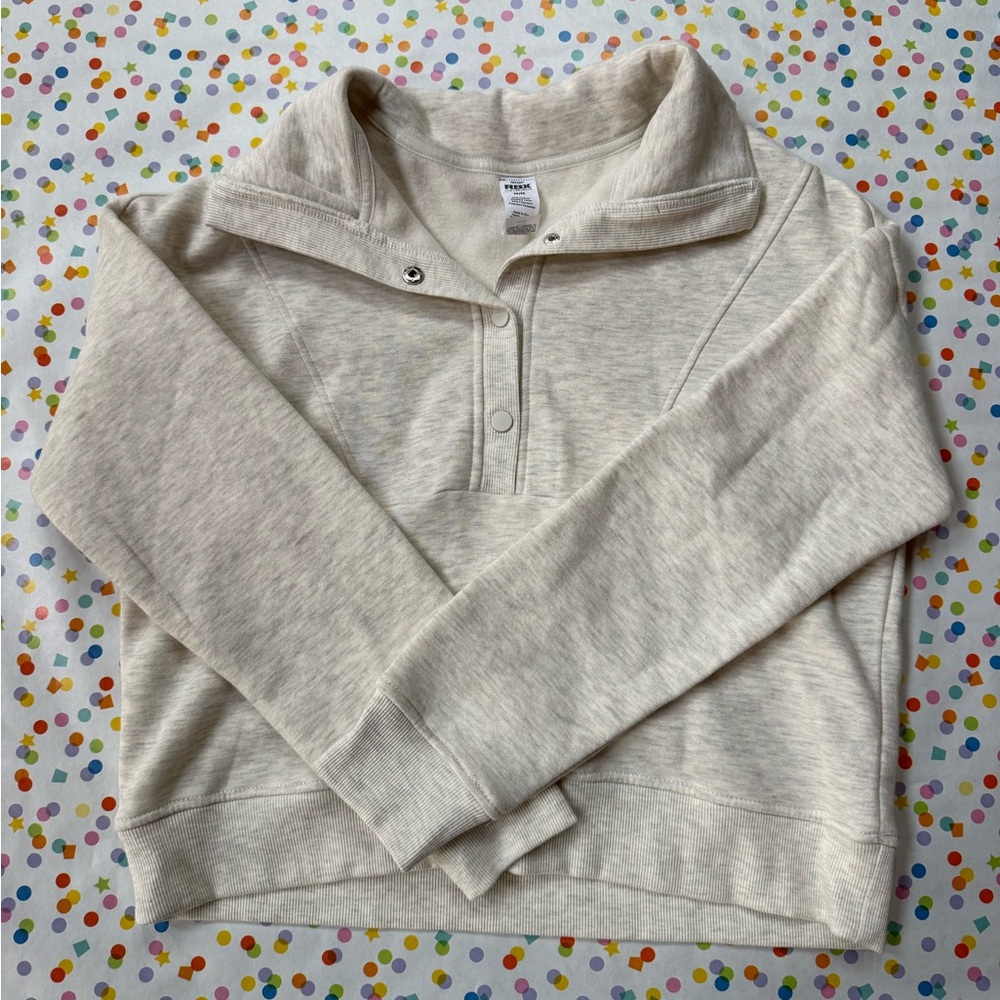 Cropped Quarter Button-Up Sweatshirt